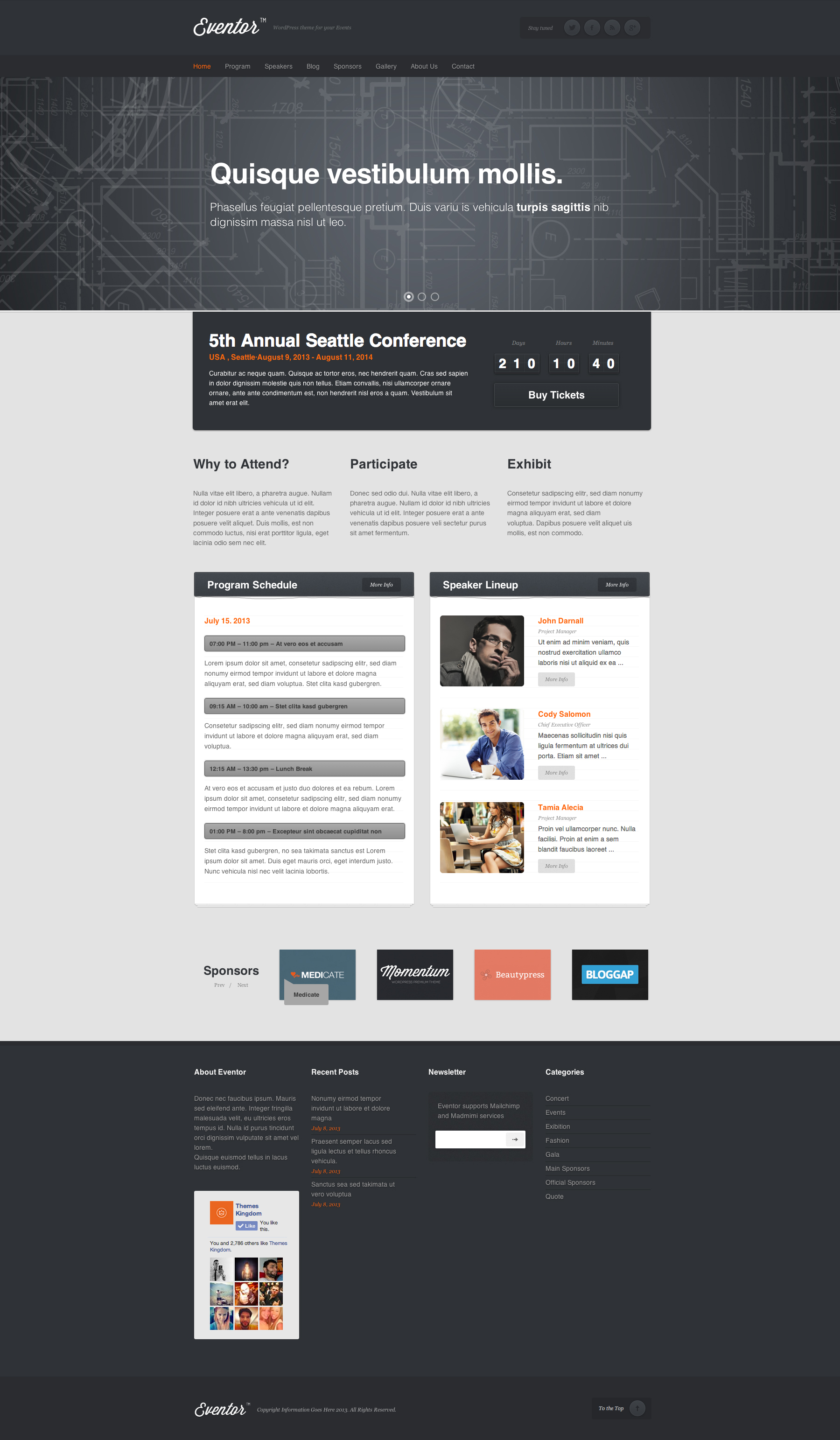 Eventor - WP Theme for Events ~ WordPress Themes on Creative Market