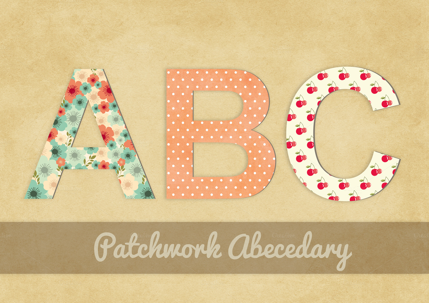 Patchwork Abecedary ~ Patterns on Creative Market