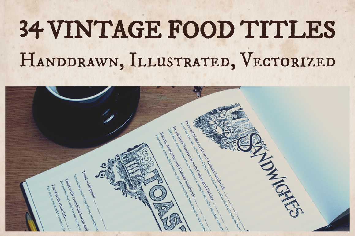 Vintage Food And Menu Titles Objects On Creative Market