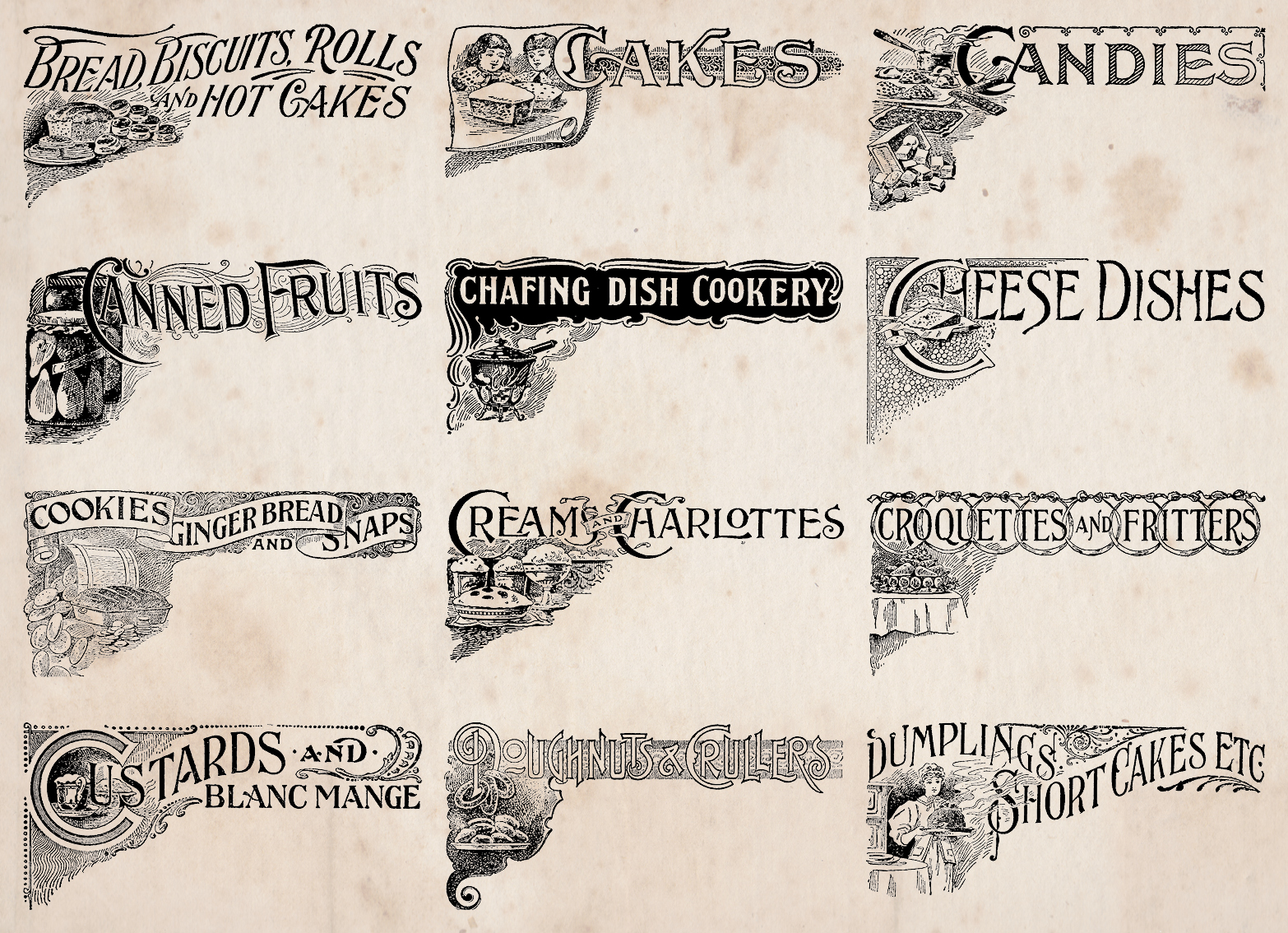 Vintage Food And Menu Titles Objects On Creative Market