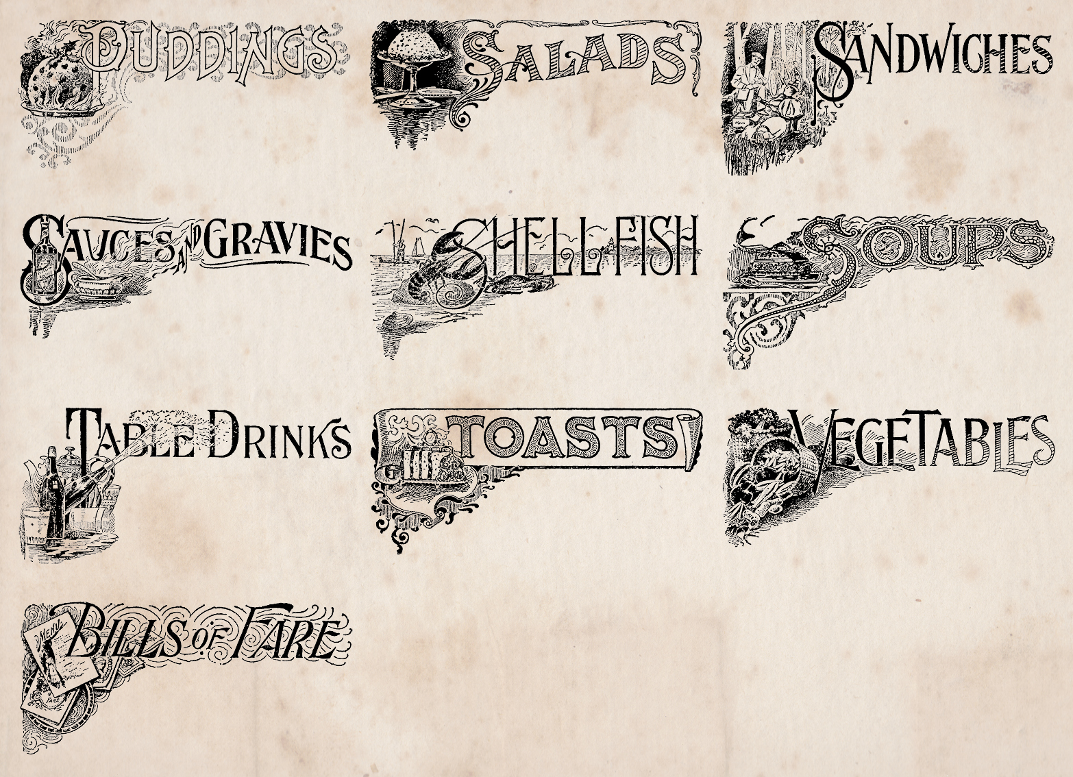 Vintage Food and Menu Titles Objects on Creative Market