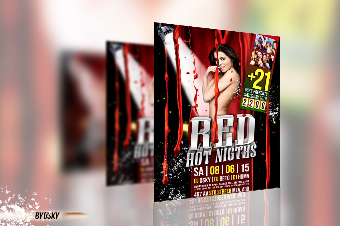 Red Hot Nights Flyer Templates on Creative Market