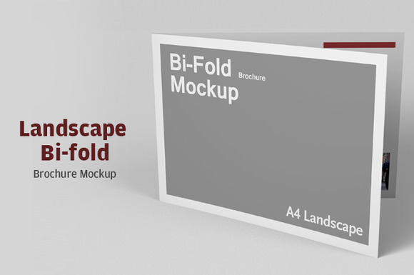  Landscape  Bi fold  Brochure Mockup  Product Mockups on 