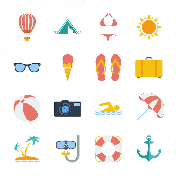Summer icons set. ~ Icons on Creative Market