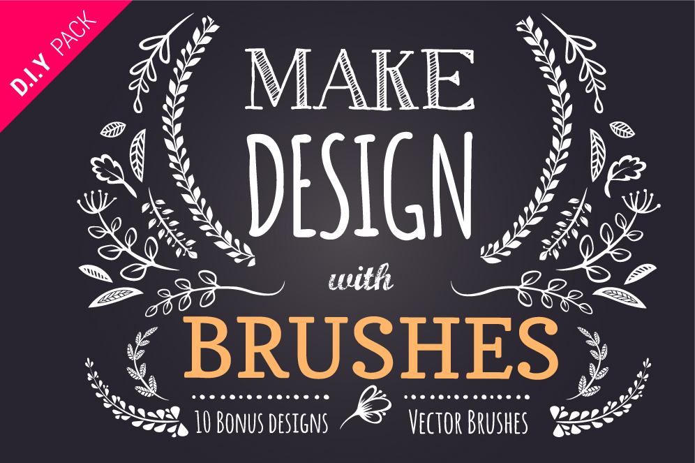 65 DIY Floral brushes + 10 logos Brushes on Creative Market
