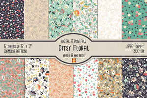 Ditsy Floral Digital Paper & Pattern