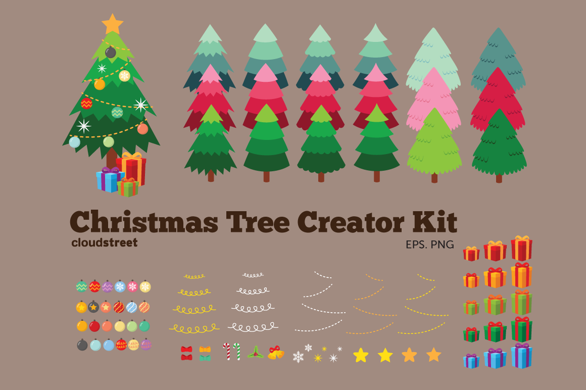 christmas tree creator kit illustrations on creative market christmas tree creator kit illustrations on creative market