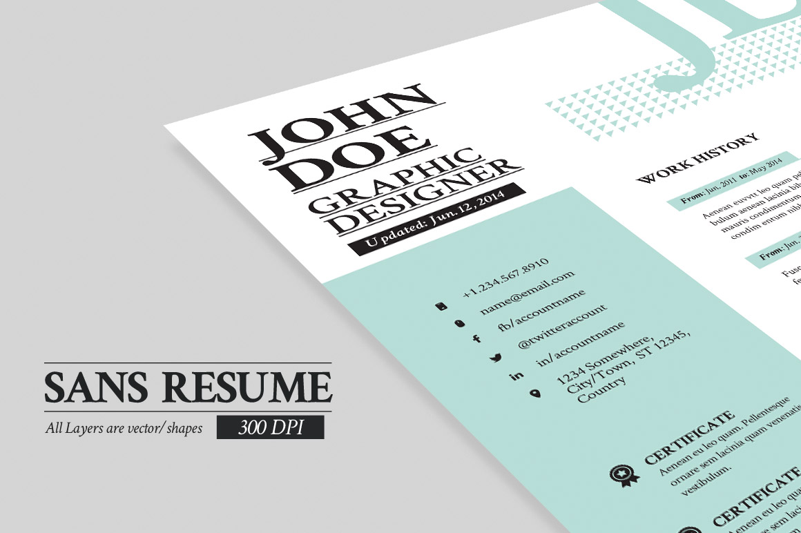 Sans Resume -Cover Letter -Portfolio ~ Resume Templates on ...