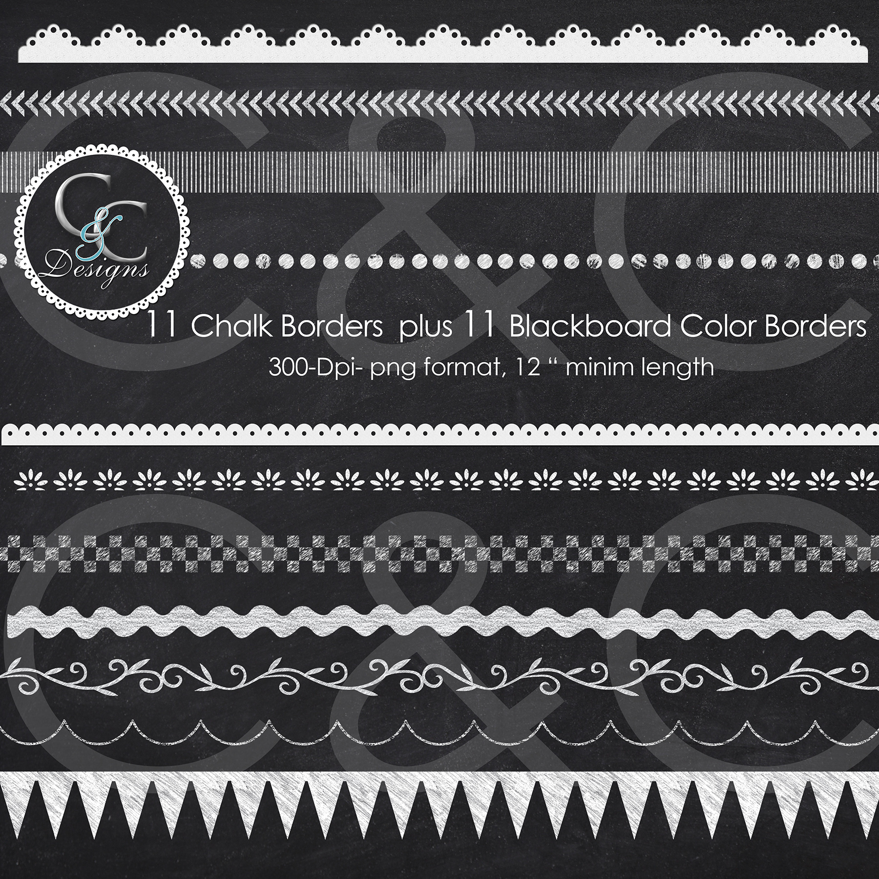 22 Chalkboard Borders Clip Art Pack ~ Graphics on Creative Market