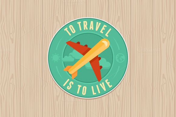 Travel badges in flat style ~ Graphics on Creative Market