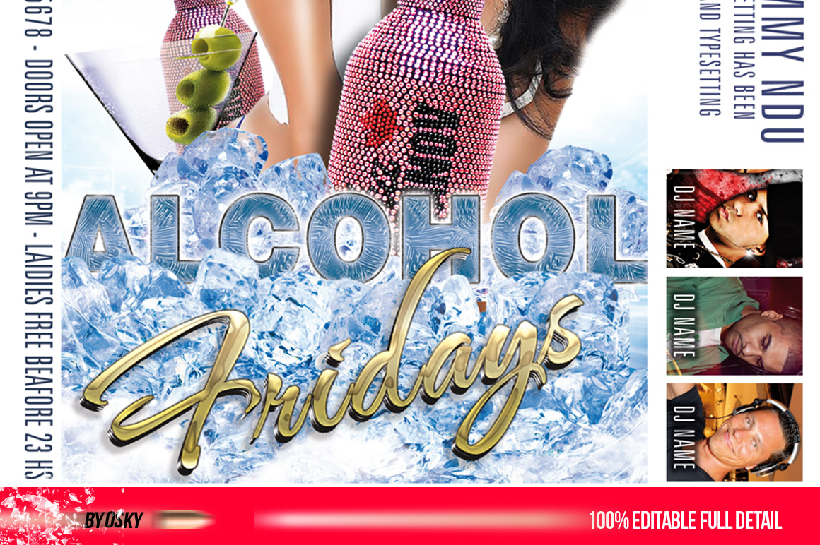 Alcohol Fridays Party Flyer Templates on Creative Market
