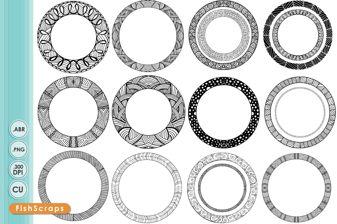 Circle Frames - Round Label Borders ~ Brushes on Creative Market