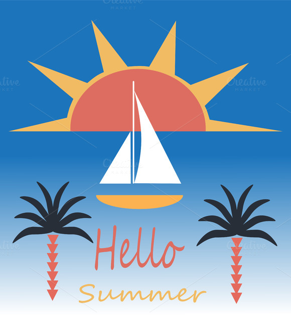 Summer Background Yacht Flat Summer Background Yacht Flat
