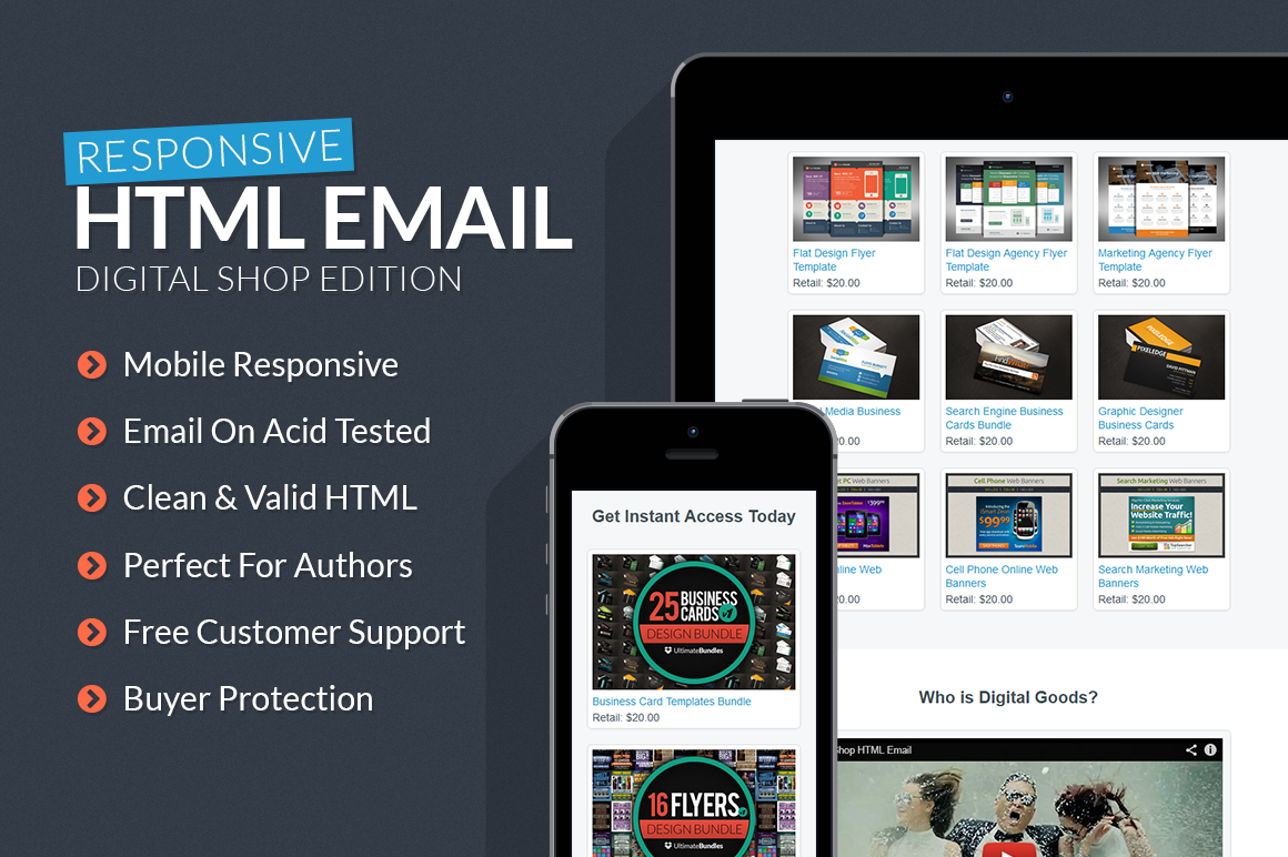 Digital Goods Responsive HTML Email HTML/CSS Themes on Creative Market
