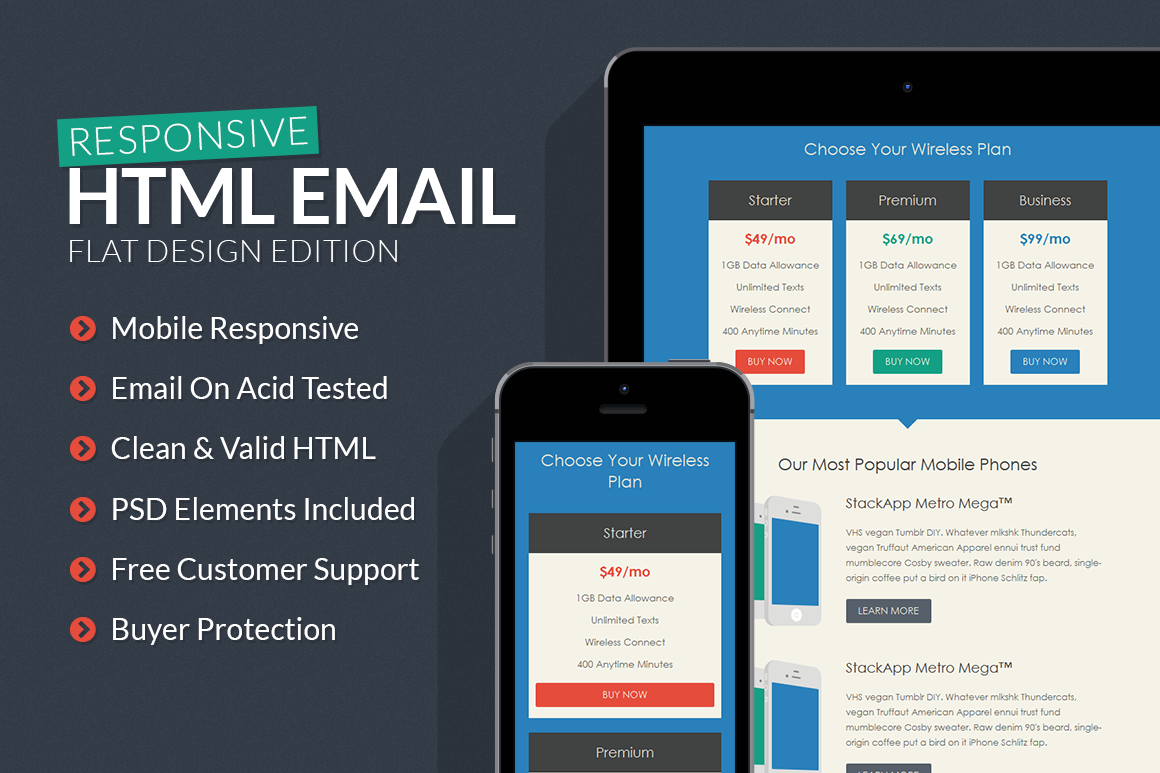 StackApp - Responsive Email Template ~ HTML/CSS Themes on Creative Market