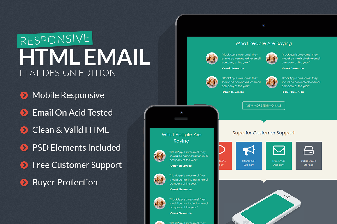 StackApp Responsive Email Template HTML/CSS Themes on Creative Market