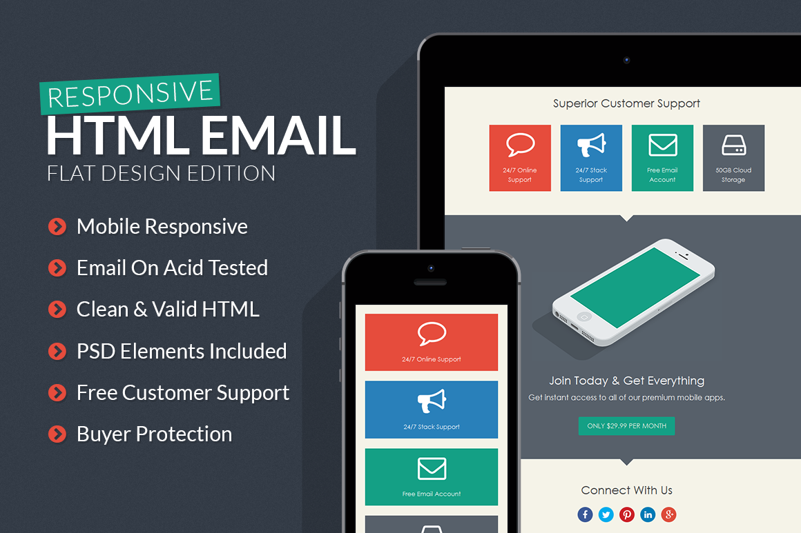 StackApp Responsive Email Template HTML/CSS Themes on Creative Market