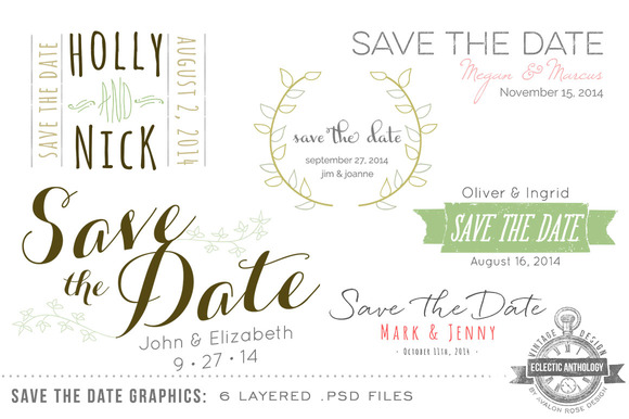 Save the Date Overlay Graphics ~ Invitation Templates on Creative ...