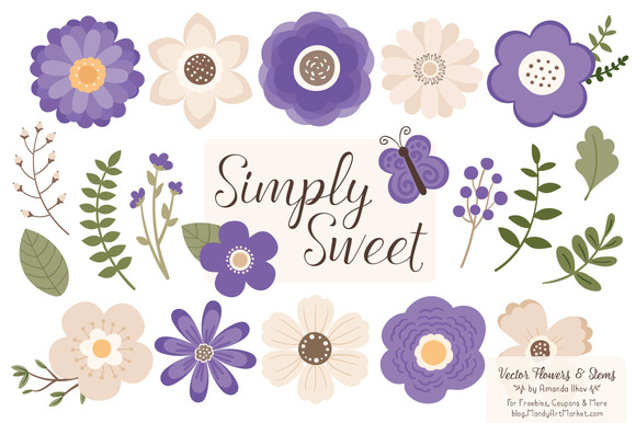 Free Clip Art Purple Flowers » Designtube - Creative Design Content