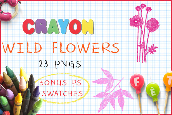 Crayon Wild Flowers