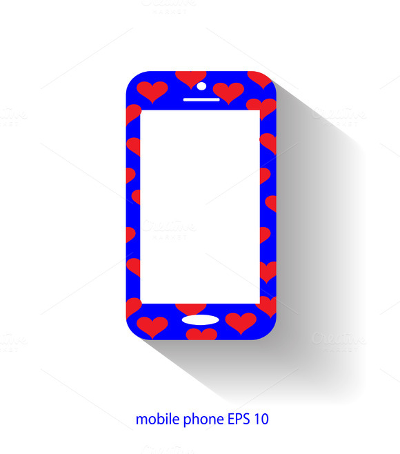 Mobile Phone With Heart Icon Pattern