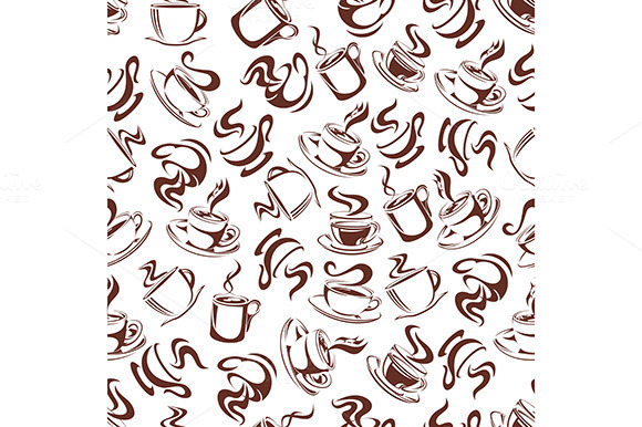 Brown Coffee Cups Seamless Pattern