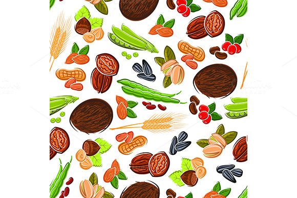 Beans Nuts Seeds And Wheat Pattern