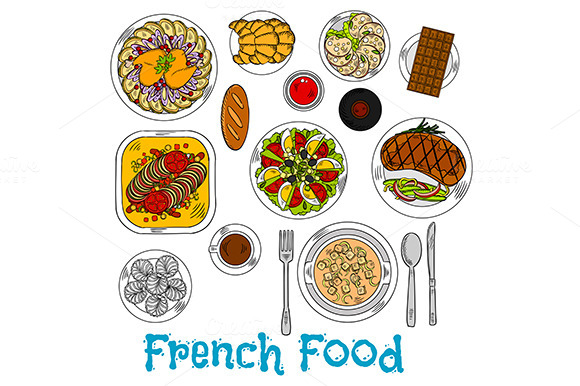 French Cuisine Dishes Menu