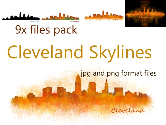 9x Files Pack Cleveland City Skyline