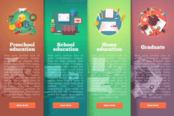 Education And Science Banners Set
