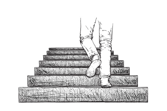 Hand Drawn Stairs And Legs