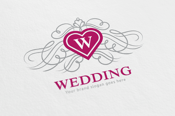 Wedding Heart Crest Logo