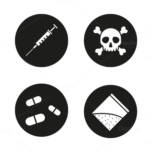 Drugs 4 Icons Set Vector