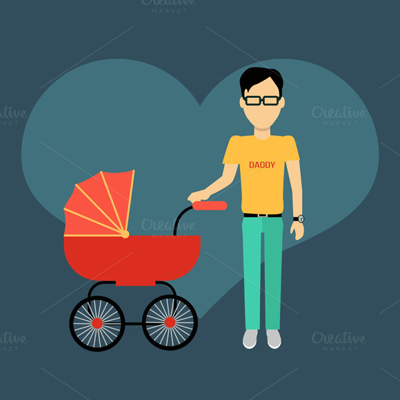 Father With A Baby Carriage Banner