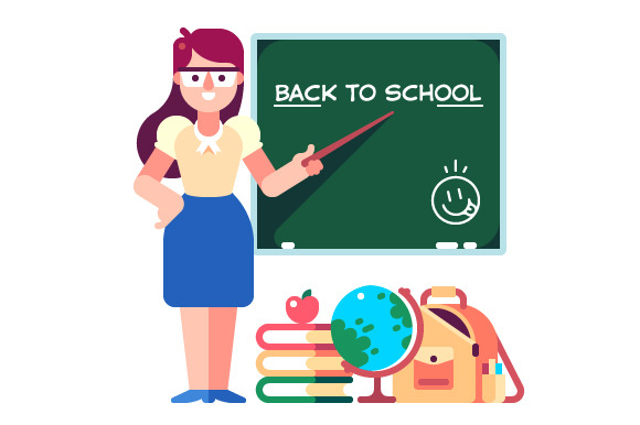 Young Teacher And School Items