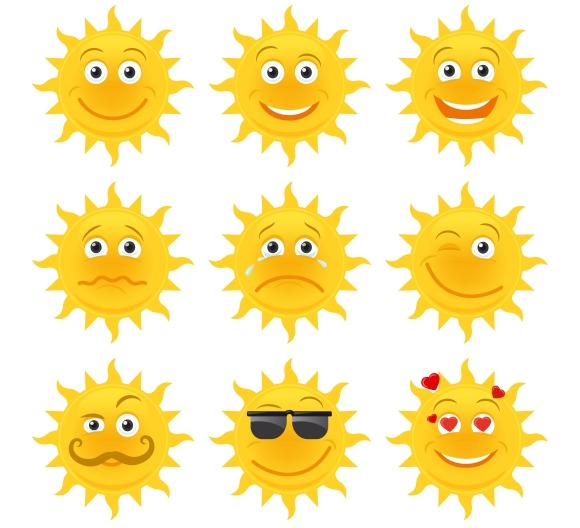 Sun Emoticons Vector Collection