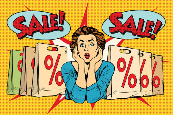 Surprised Woman Sales Discounts