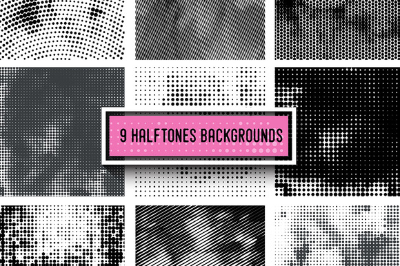 9 Halftone Backrounds BONUS