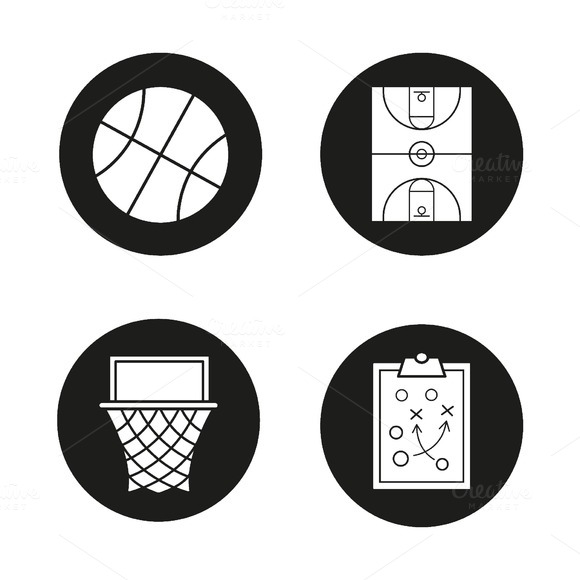 Basketball 4 Icons Set Vector