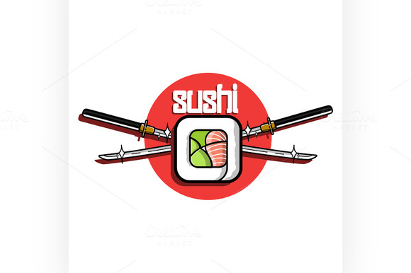 Color Vintage Sushi Emblem
