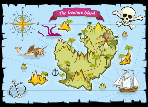 Vector Pirate Treasure Color Map