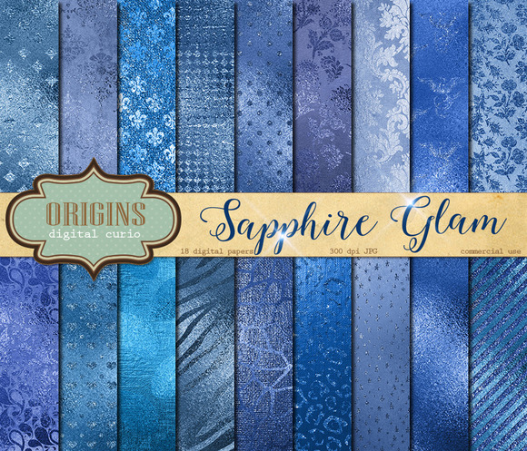 Sapphire Blue Glam Digital Paper