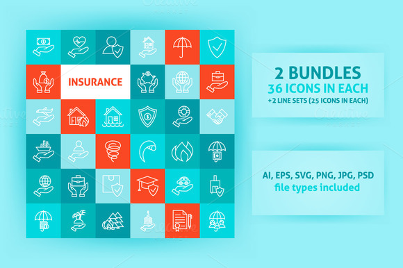 Insurance Line Art Icons