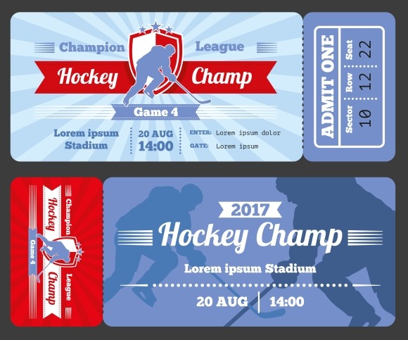 Hockey Sports Ticket Card Vector