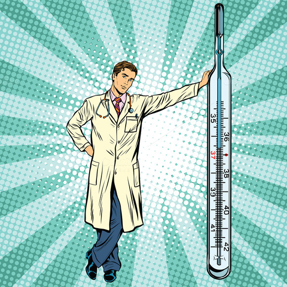 Medical Doctor With Thermometer