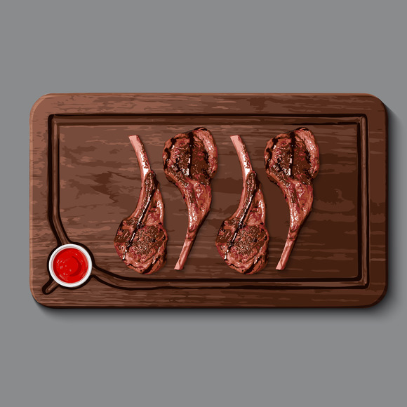 Realistic Wooden Cutting Board Meat