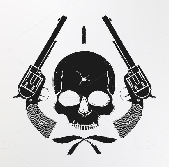 Skull And Pistols Emblem Vector