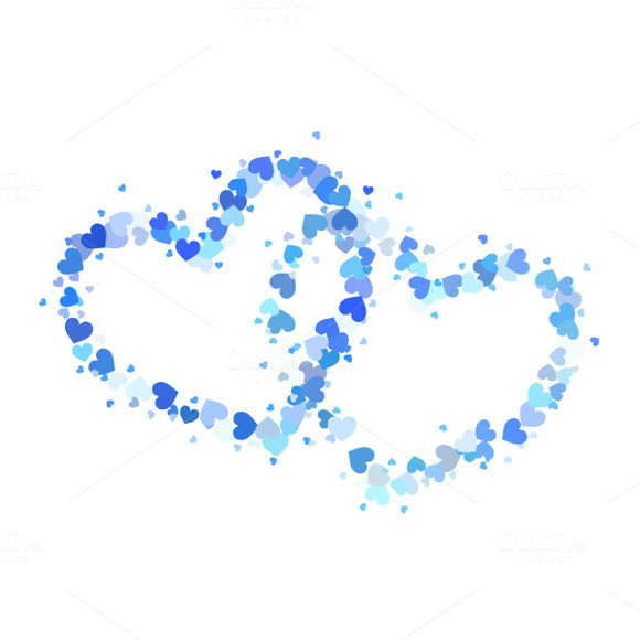 Two Blue Outline Hearts On White