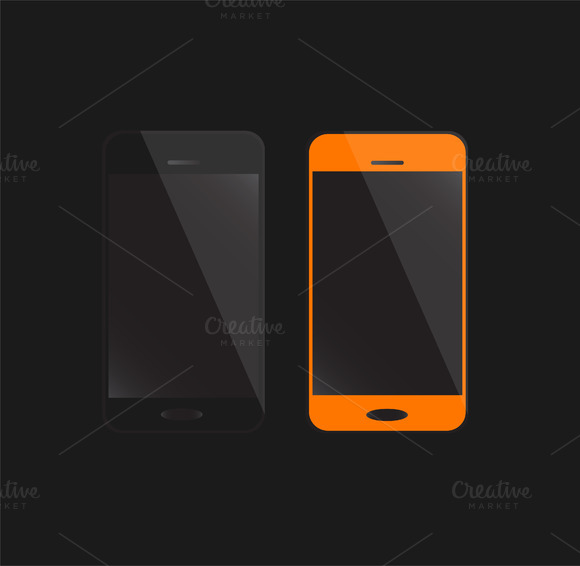 Mobile Phone Icons Orange And Black