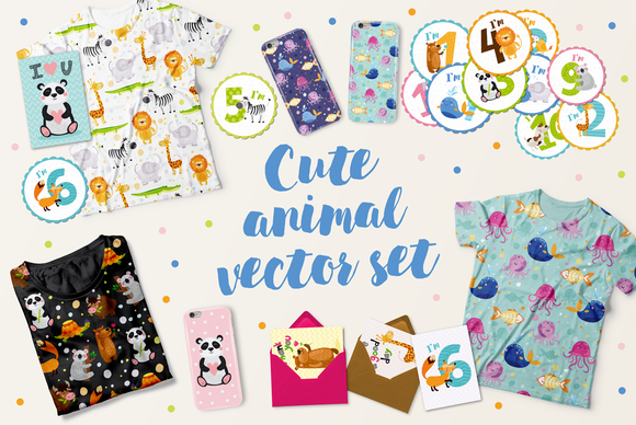 Cute Kids Set With Animals